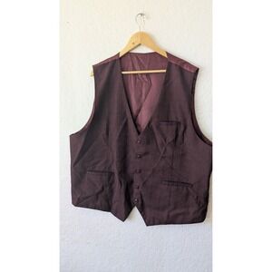 Handmade Burgundy Glen Plaid Tailored Vest Mens XL 25.5 Pit to Pit Waistcoat